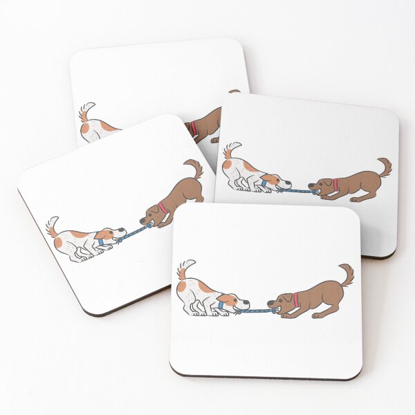 Item preview, Cute Dogs Playing Tug of War Cartoon Illustration. designed and sold by monkik.