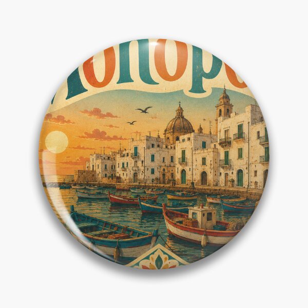 Item preview, Monopoli Souvenir Heart Design - Vintage Italy Travel Art designed and sold by VisualArtsOasis.