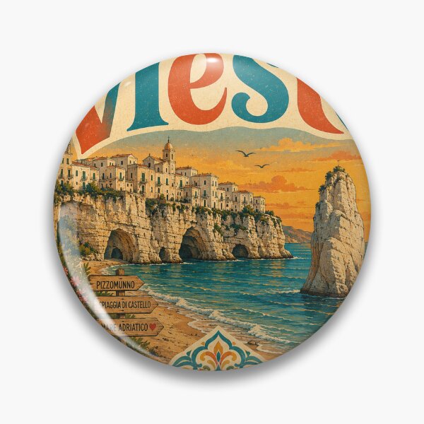 Item preview, Vieste Italy Travel Souvenir - Retro Heart Illustration designed and sold by VisualArtsOasis.