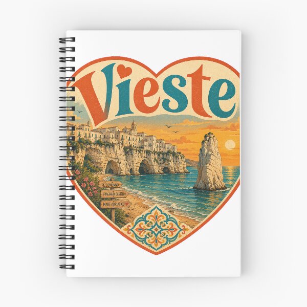 Item preview, Vieste Italy Travel Souvenir - Retro Heart Illustration designed and sold by VisualArtsOasis.
