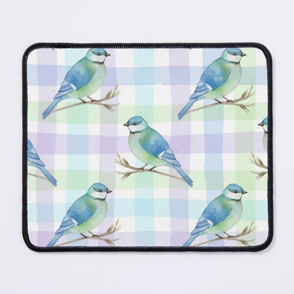 Item preview, Pastel Watercolor Songbird on Multicolor Plaid Grid designed and sold by wissal.studio.