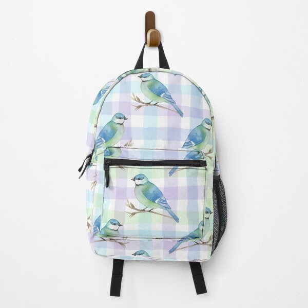 Item preview, Pastel Watercolor Songbird on Multicolor Plaid Grid designed and sold by wissal.studio.