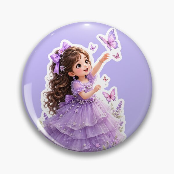 Item preview, Cute Purple Butterfly Girl Printable Sticker | Kawaii Lavender Floral Die Cut designed and sold by KeerthiCuteFind.