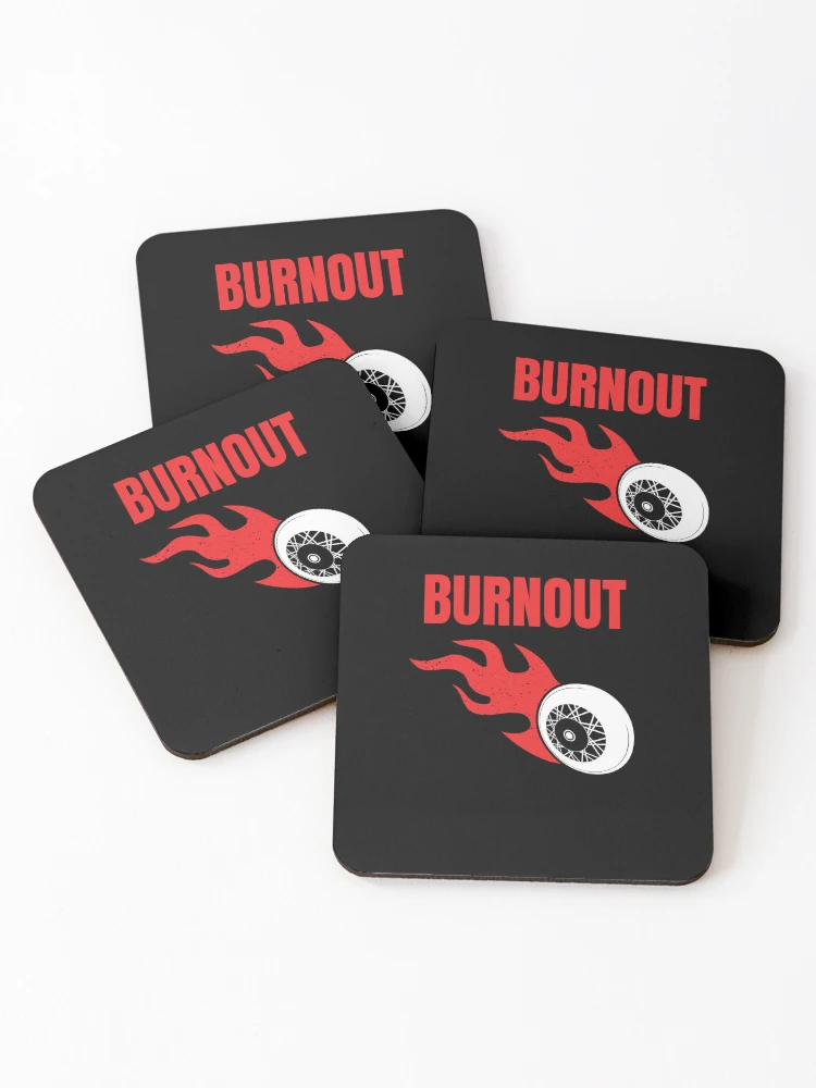 Thumbnail 1 of 5, Coasters (Set of 4), Burnout - Flaming Wheel Racing Design designed and sold by RageLine.