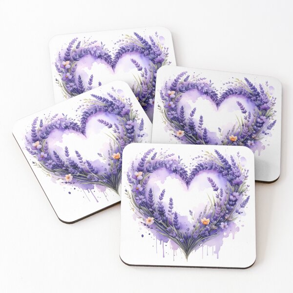 Item preview, Purple Lavender Floral Heart Watercolor Illustration designed and sold by BetweenForms.