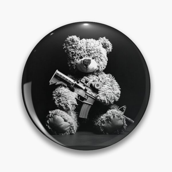 Item preview, Tactical Teddy Bear with Rifle Black and White Dark Humor Art designed and sold by inkoutninja.
