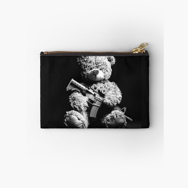 Item preview, Tactical Teddy Bear with Rifle Black and White Dark Humor Art designed and sold by inkoutninja.