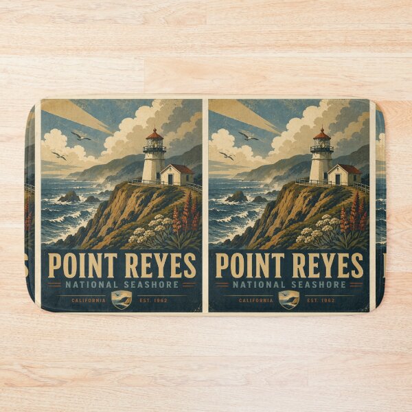 Item preview, Point Reyes National Seashore Lighthouse Vintage WPA Travel Poster Shirt | Retro California Coast Adventure Design designed and sold by Globalcitytees.