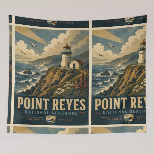 Item preview, Point Reyes National Seashore Lighthouse Vintage WPA Travel Poster Shirt | Retro California Coast Adventure Design designed and sold by Globalcitytees.