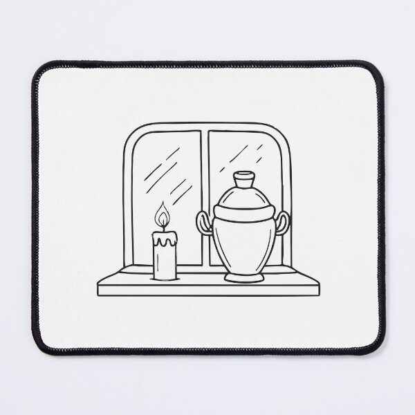 Item preview, A covered urn sitting beside a glowing candle on a window ledge designed and sold by rasagamastore.