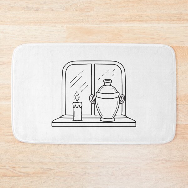 Item preview, A covered urn sitting beside a glowing candle on a window ledge designed and sold by rasagamastore.