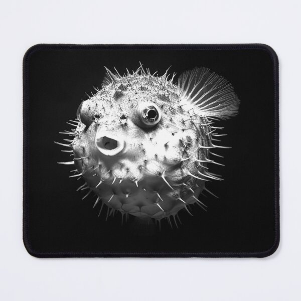 Item preview, Pufferfish Portrait Black and White Ocean Wildlife Art designed and sold by inkoutninja.