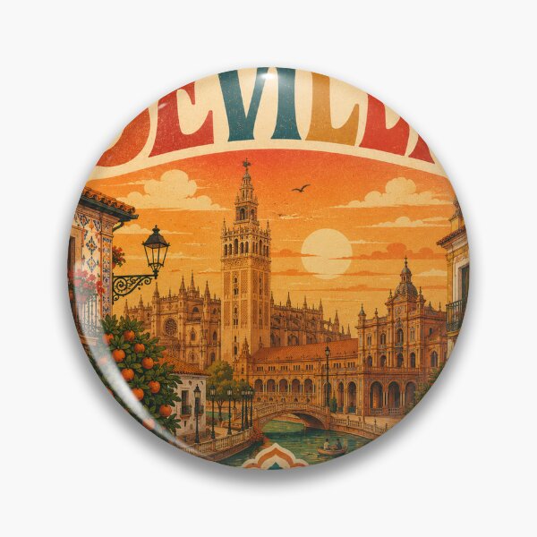 Item preview, Seville Spain Travel Souvenir - Retro Heart Illustration designed and sold by VisualArtsOasis.