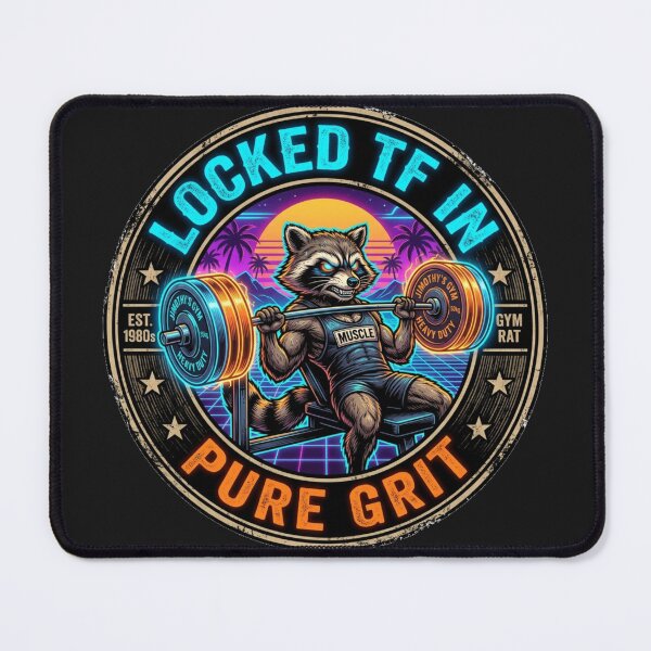 Item preview, Jimothy Raccoon - Locked In Pure Grit Gym designed and sold by SisuPrintsCo.