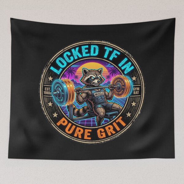 Item preview, Jimothy Raccoon - Locked In Pure Grit Gym designed and sold by SisuPrintsCo.