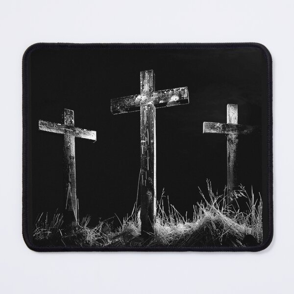 Item preview, Three Crosses on Calvary Black and White Christian Faith Art designed and sold by inkoutninja.