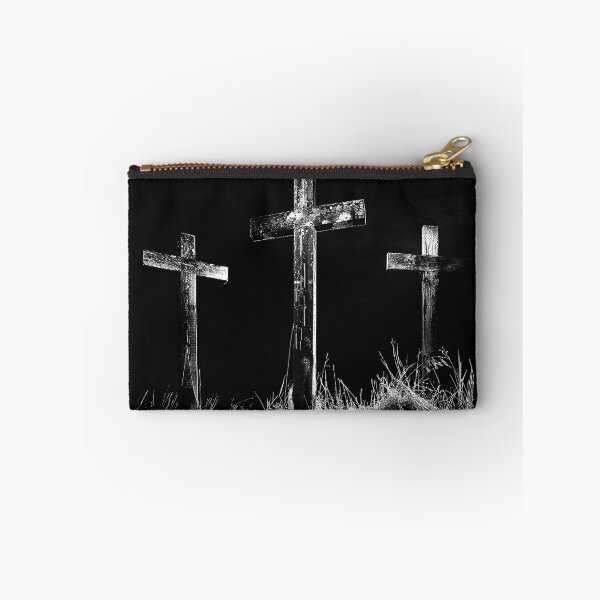 Item preview, Three Crosses on Calvary Black and White Christian Faith Art designed and sold by inkoutninja.