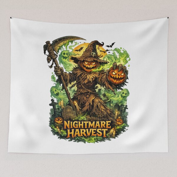 Item preview, Nightmare Harvest – Haunted Pumpkin Scarecrow Halloween T-Shirt designed and sold by D.Shop.