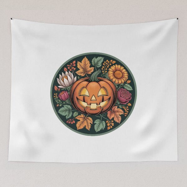 Item preview, Jack-o'-Lantern with Autumn Flowers designed and sold by jkrphoto.