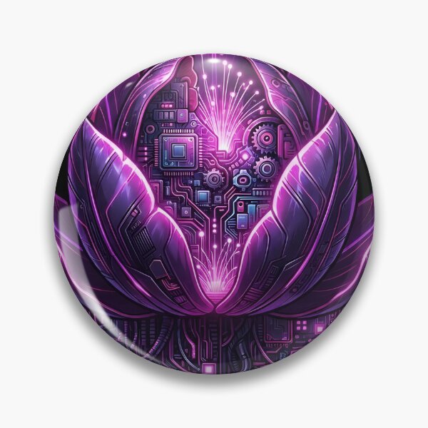 Item preview, Cyberpunk Lotus Flower - Biomechanical Neon Tech Art designed and sold by Neo Tokio.