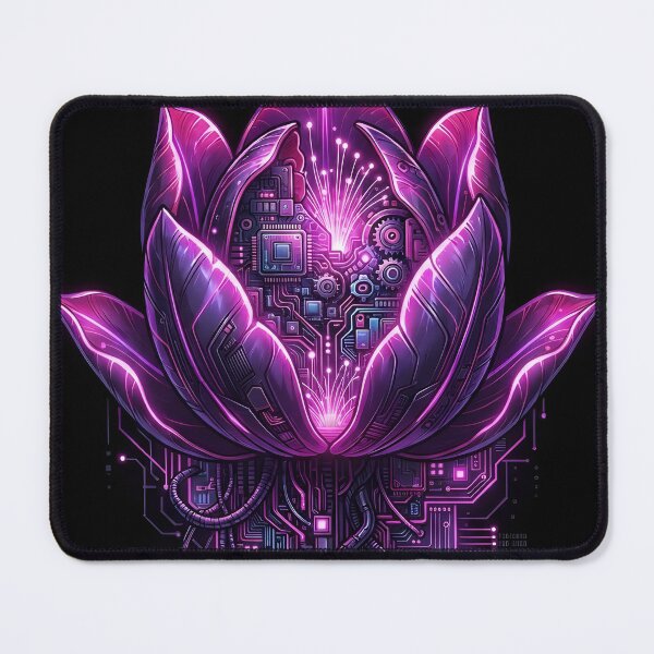 Item preview, Cyberpunk Lotus Flower - Biomechanical Neon Tech Art designed and sold by Neo Tokio.