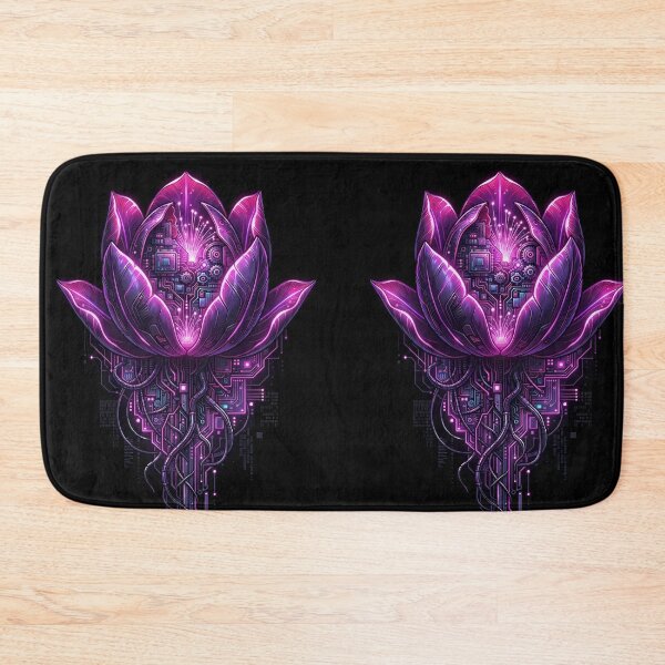 Item preview, Cyberpunk Lotus Flower - Biomechanical Neon Tech Art designed and sold by Neo Tokio.