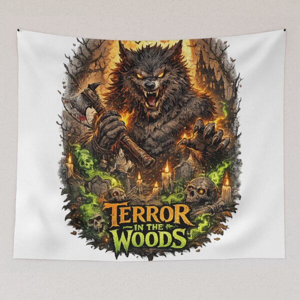 Item preview, Terror in the Woods – Savage Werewolf Halloween Horror T-Shirt designed and sold by D.Shop.
