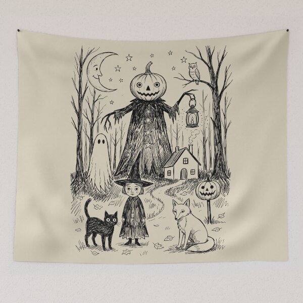 Item preview, Friendly Pumpkin Scarecrow - Whimsical Horror designed and sold by bapupa.