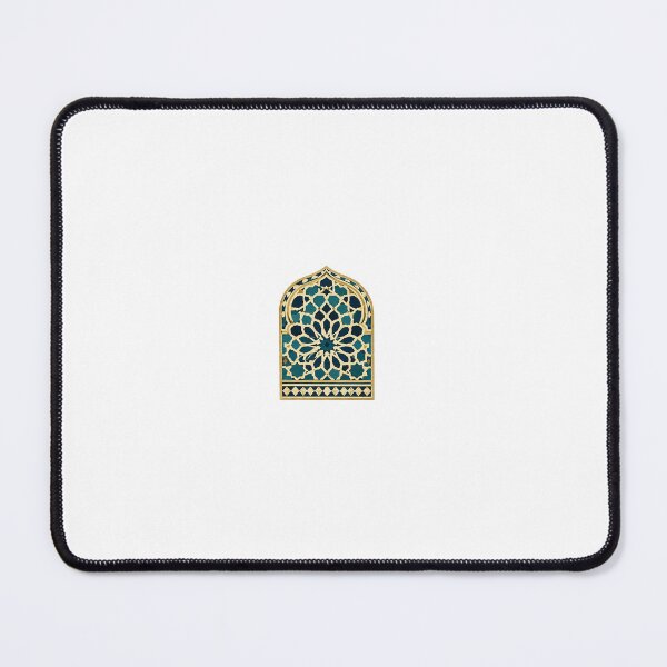 Item preview, Islamic Geometric Mosaic Art with Ornamental Arch in Elegant Blue and Gold designed and sold by beweve6.