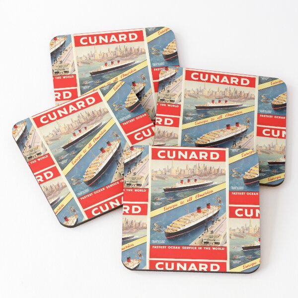 Item preview, Vintage Cunard Line Travel Poster | Art Deco Ocean Liners | RMS Queen Mary & Queen Elizabeth | Mid-Century Cruise Decor designed and sold by artofuniverse.