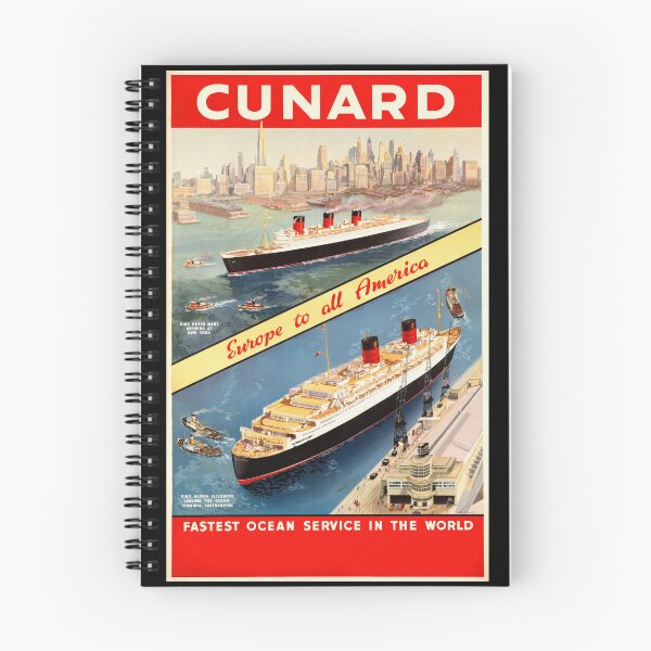 Item preview, Vintage Cunard Line Travel Poster | Art Deco Ocean Liners | RMS Queen Mary & Queen Elizabeth | Mid-Century Cruise Decor designed and sold by artofuniverse.