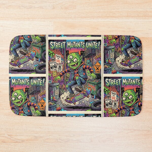 Item preview, Street Mutants Unite! Punk Mutant Skateboarder in Graffiti Alley – Lowbrow Pop Surreal Illustration designed and sold by Bhaskar Digital Art.