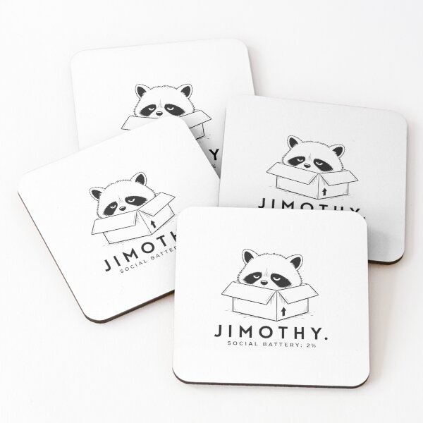 Item preview, Jimothy The Raccoon | Social battery : 2% | Funny Minimalist Animal Design designed and sold by Cavalier-org.