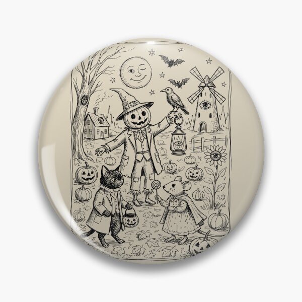 Item preview, Pumpkin Scarecrow Gathering - Whimsical Horror designed and sold by bapupa.