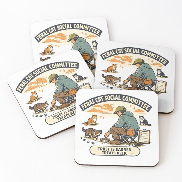 Item preview, Feral Cat Social Committee – Trust Is Earned, Treats Help designed and sold by Concrete Coffee Studio.