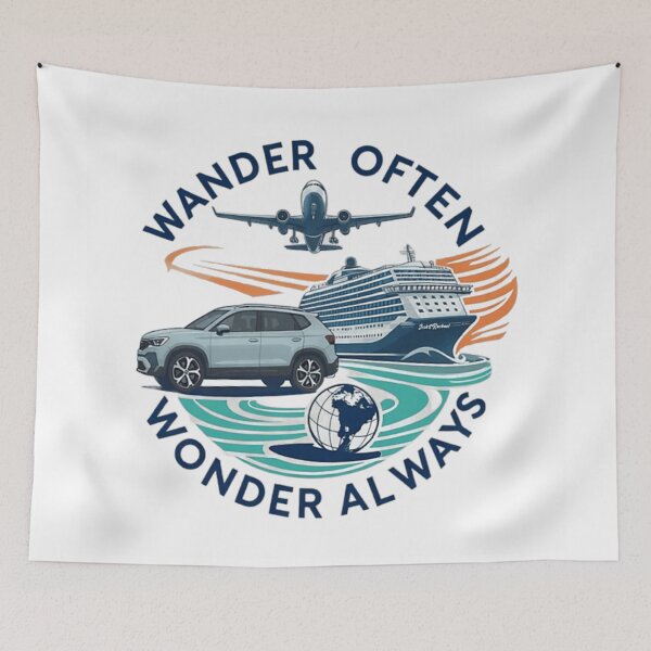 Item preview, Wander Often Wonder Always Travel Adventure Air Land Sea Explorer Inspiration designed and sold by MassonCalepon.