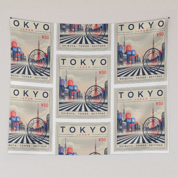 Item preview, Tokyo Japan Shibuya Crossing Tower Skyline Stamp Sticker designed and sold by stickercuffs.
