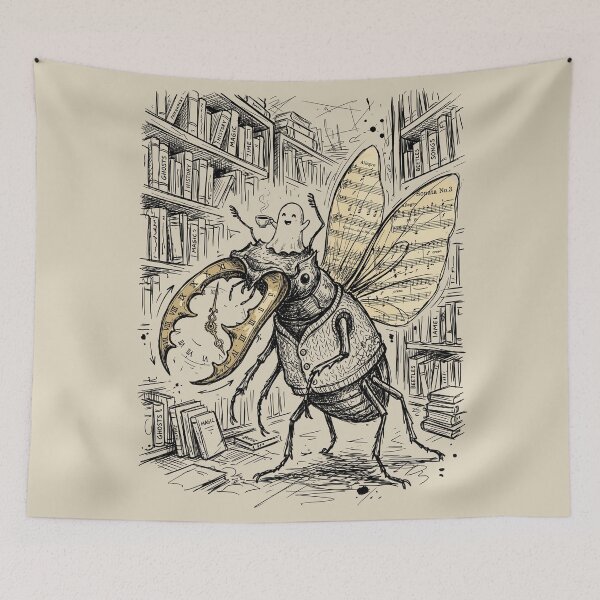 Item preview, Spectacled Stag Beetle with Parchment Wings - Dark Academia designed and sold by bapupa.