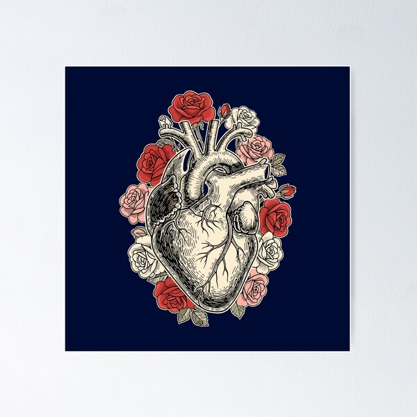Item preview, Anatomical Human Heart Roses Medical Science Biology Love designed and sold by SofiBlair.