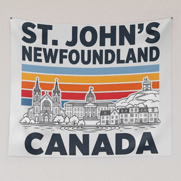 Item preview, St. John's Newfoundland Canada Minimalist Skyline Retro Colors designed and sold by HowToCanadian.