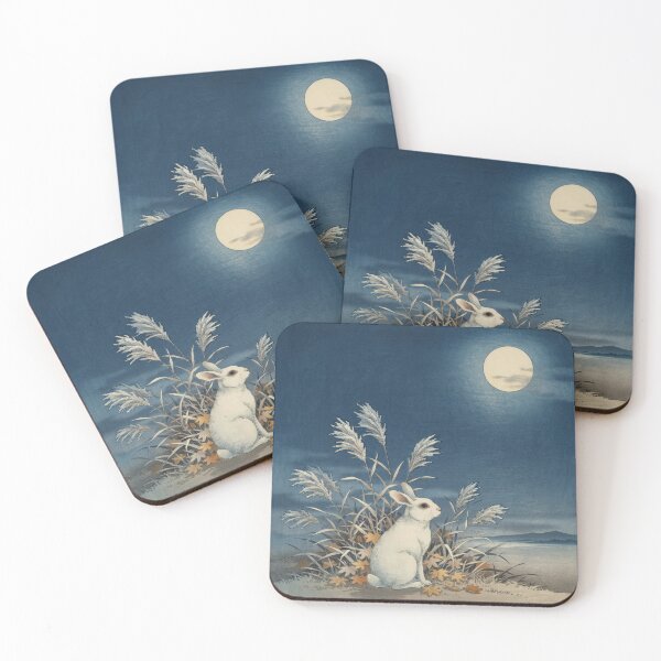 Item preview, Japanese Rabbit Beneath the Harvest Moon Shin-Hanga Print | Ohara Koson Inspired Autumn Woodblock Wall Art designed and sold by Tamas Das.