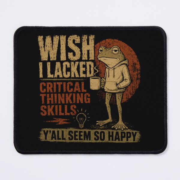 Item preview, Wish I Lacked Critical Thinking Skills Y'all Seem So Happy Overthinker Sarcastic Frog designed and sold by SkeletonsDanger.