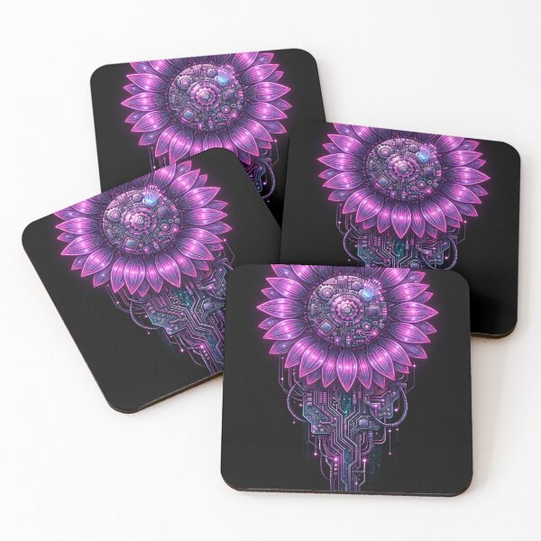 Item preview, Cyberpunk Sunflower - Biomechanical Neon Tech Art designed and sold by Neo Tokio.