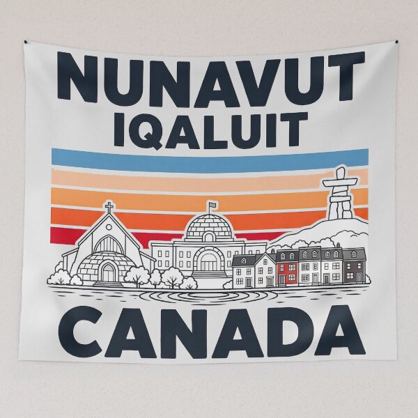 Item preview, Nunavut Iqaluit Canada Minimalist Skyline Retro Colors designed and sold by HowToCanadian.