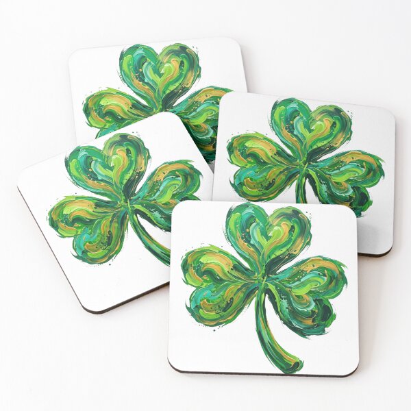 Item preview, St. Patricks Day Shamrock Brush Stroke Green Gold Clover designed and sold by raedattia.