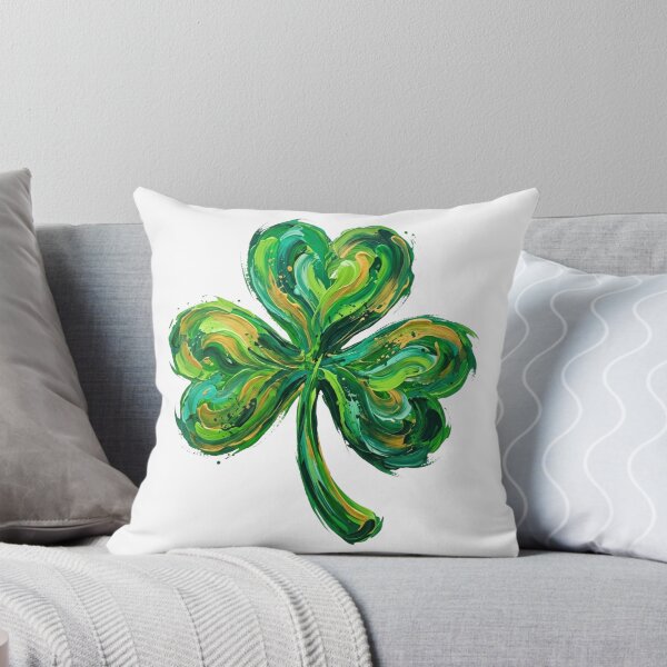 Item preview, St. Patricks Day Shamrock Brush Stroke Green Gold Clover designed and sold by raedattia.