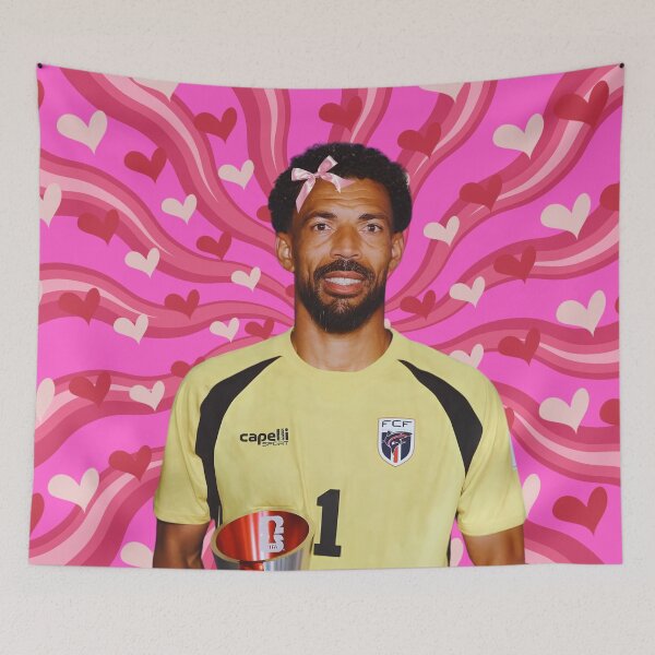Item preview, Cute Vozinha with Pink Bow, Cape Verde Goalkeeper designed and sold by SuchWowDesign.
