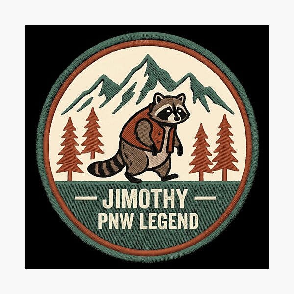 Item preview, Jimothy PNW Legend Mountain Hiking Raccoon Pacific Northwest Adventure Badge designed and sold by Taniyah Gomes.