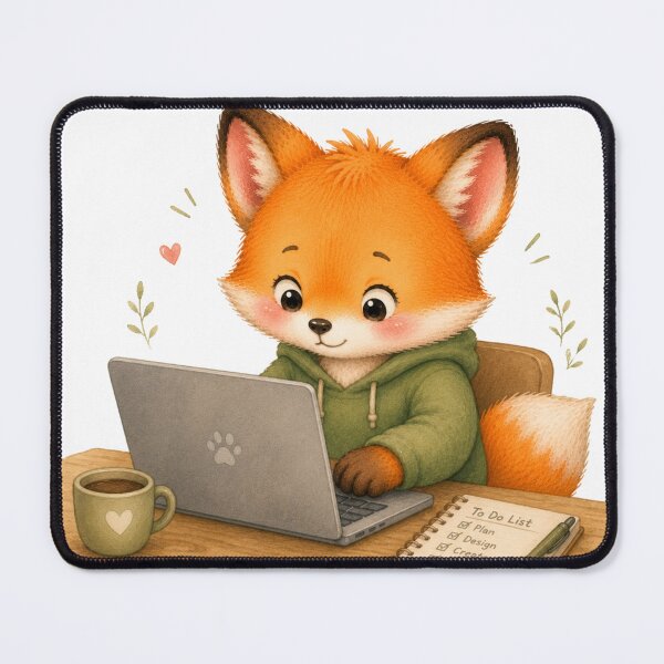 Item preview, Cute Fox Working on Laptop Sticker designed and sold by Snikdha.