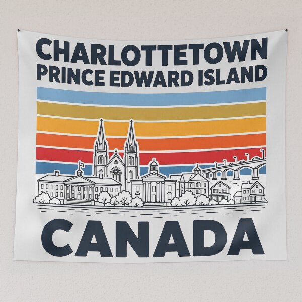 Item preview, Charlottetown Canada Minimalist Skyline Retro Colors designed and sold by HowToCanadian.